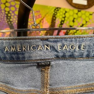 American Eagle Outfitters Light Blue Stretch Jeans distressed. Super cute